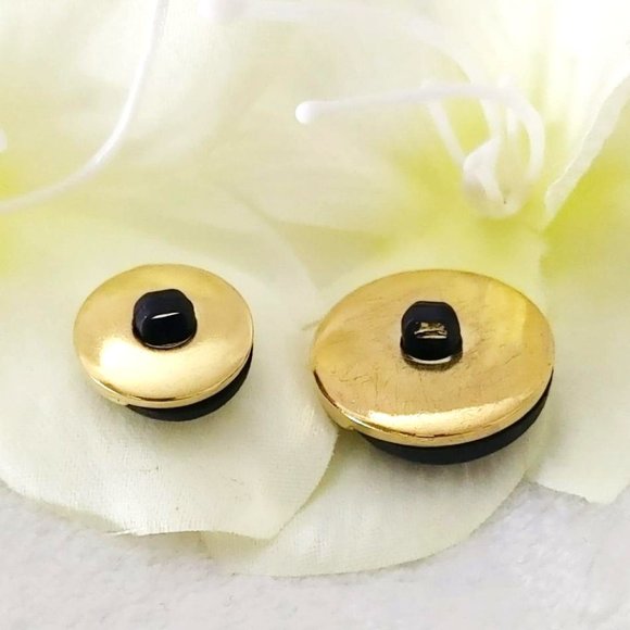 Set of 14 Round SPIRAL Navy Blue Resin Faux Gold Metal Round Buttons Blue Shank - Picture 5 of 12